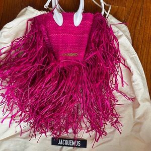 Jacquemus Le Petit Baci Fringed Raffia Mini Bag